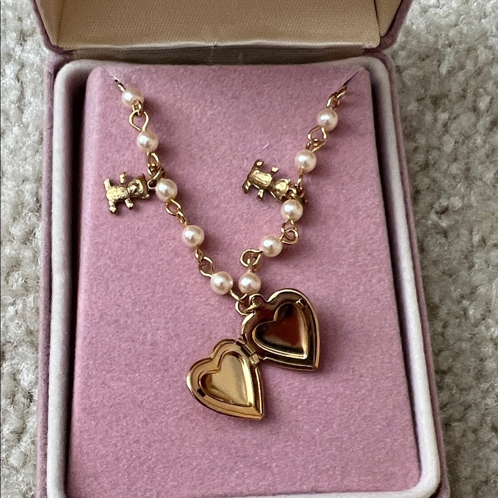 1928 for Things Remembered Gold Heart Locket Necklace with Pearl Bead Accents - Picture 4 of 4